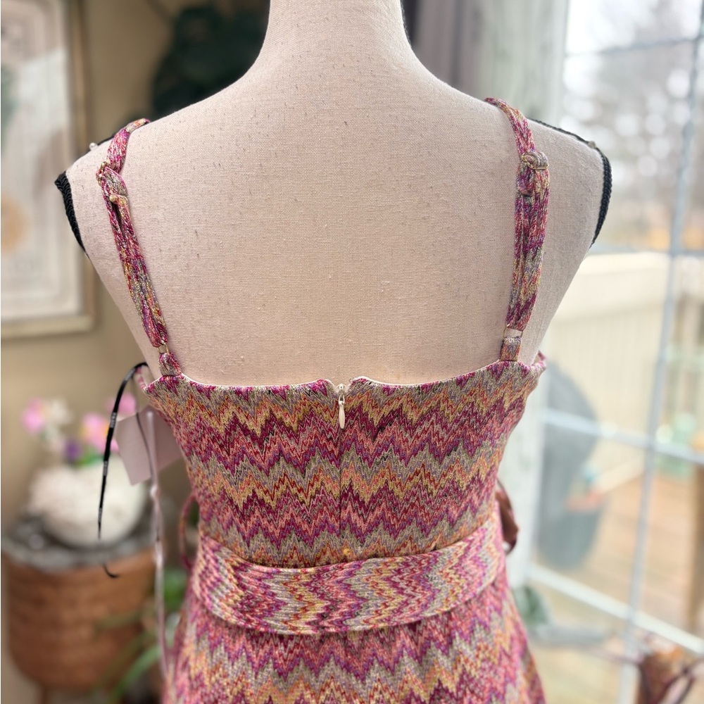 NWT Siena Studio Pink and Orange Zigzag Midi Dress - Picture 9 of 14